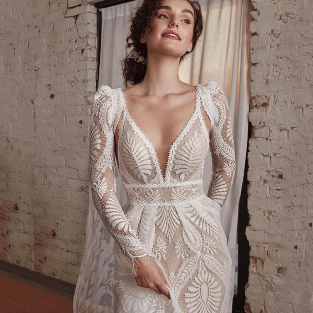 princess polly baby blue dress Personalised Vintage Lace Boho Beach Wedding Dresses Puffy Half Sleeves  2024 Vestidos Civil A Line Bridal Gowns Backless – LoveJune Bridal